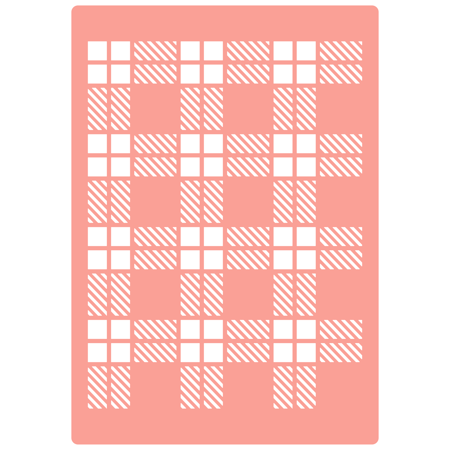 Reusable Stencil - Professional Quality - Simple Tartan - Made in the UK - High Adhesive - Pink Vinyl Material for Glass, Mirrors, Bottles, Tiles, Wood