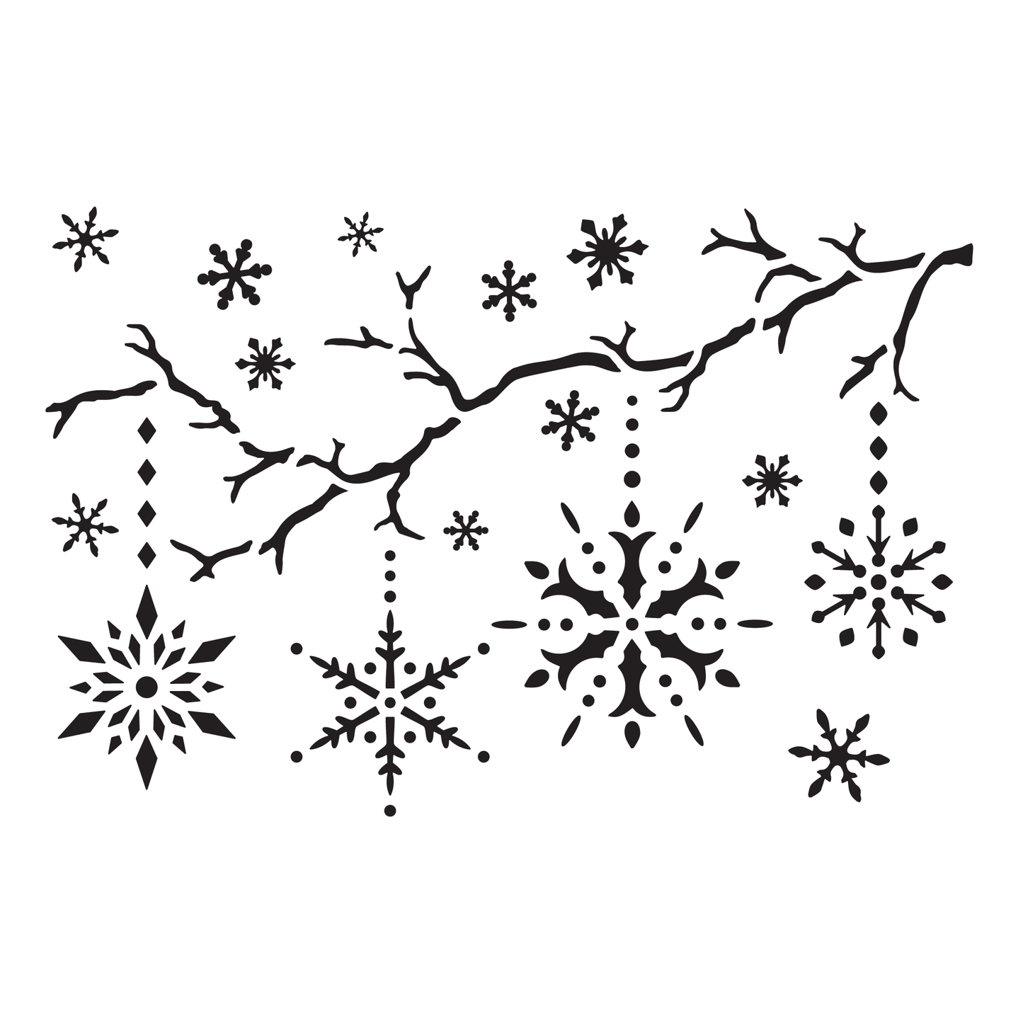Reusable Stencil - Professional Quality - Snowflake Baubles - Made in the UK - Food Safe Non Adhesive - White Laser Cut PET Material for Cakes, Cookies, Coffees, Serving Plates