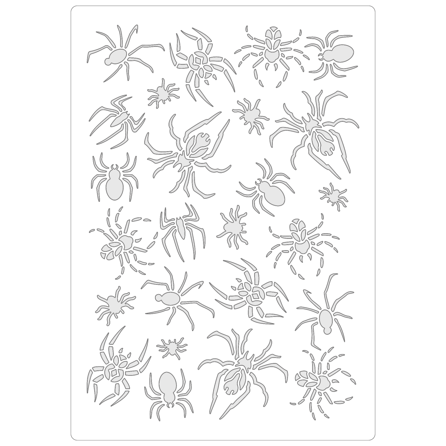 Reusable Stencil - Professional Quality - Spider Selection - Made in the UK - Food Safe Non Adhesive - White Laser Cut PET Material for Cakes, Cookies, Coffees, Serving Plates