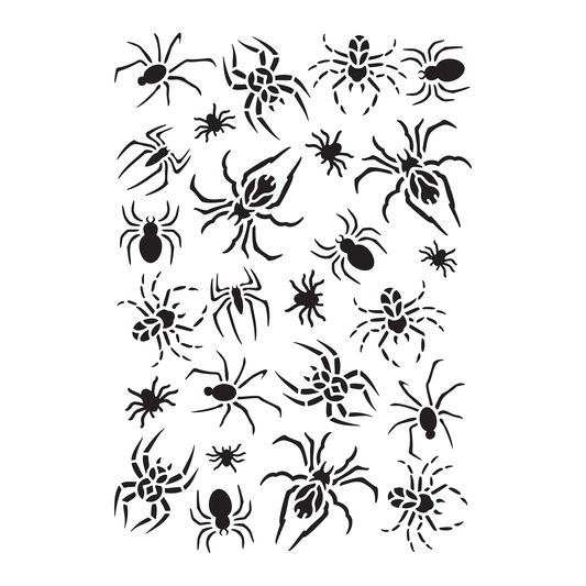 Reusable Stencil - Professional Quality - Spider Selection - Made in the UK - Low Adhesive - Blue Vinyl Material for Cardmaking, Canvas, Paper, Interior Decor, Layering