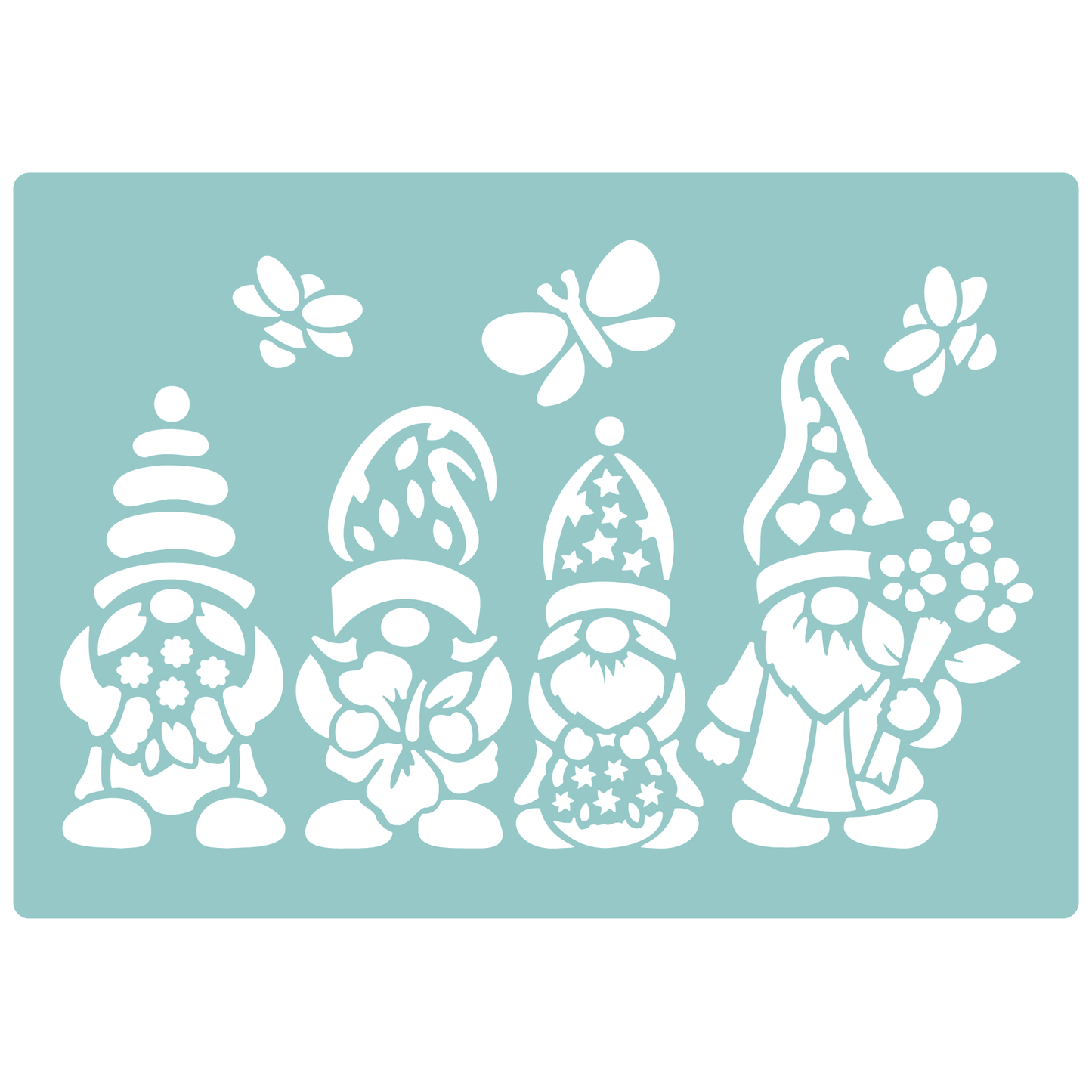 Reusable Stencil - Professional Quality - Spring Gnomes #1 - Made in the UK - Low Adhesive - Blue Vinyl Material for Cardmaking, Canvas, Paper, Interior Decor, Layering