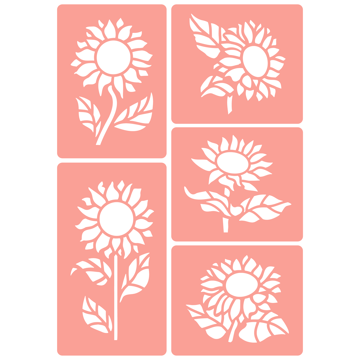 Reusable Stencil - Professional Quality - Sunflower Motif Collection - Made in the UK - High Adhesive - Pink Vinyl Material for Glass, Mirrors, Bottles, Tiles, Wood