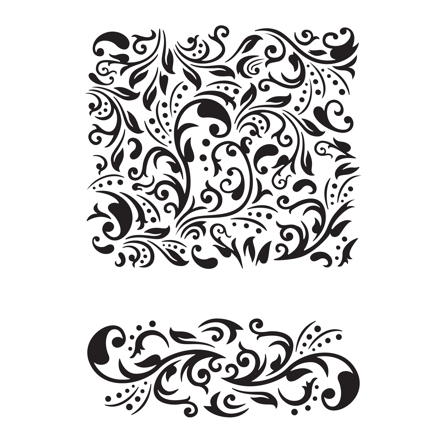 Reusable Stencil - Professional Quality - Swirling Damask Background - Made in the UK - High Adhesive - Pink Vinyl Material for Glass, Mirrors, Bottles, Tiles, Wood
