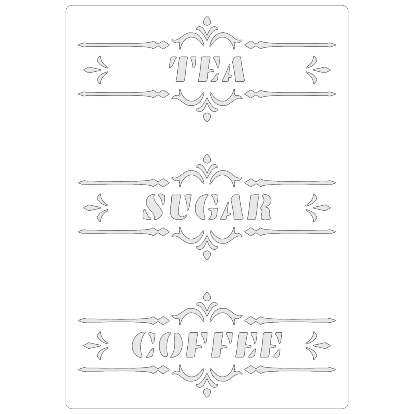 Reusable Stencil - Professional Quality - Tea, Sugar, Coffee - Made in the UK - Food Safe Non Adhesive - White Laser Cut PET Material for Cakes, Cookies, Coffees, Serving Plates