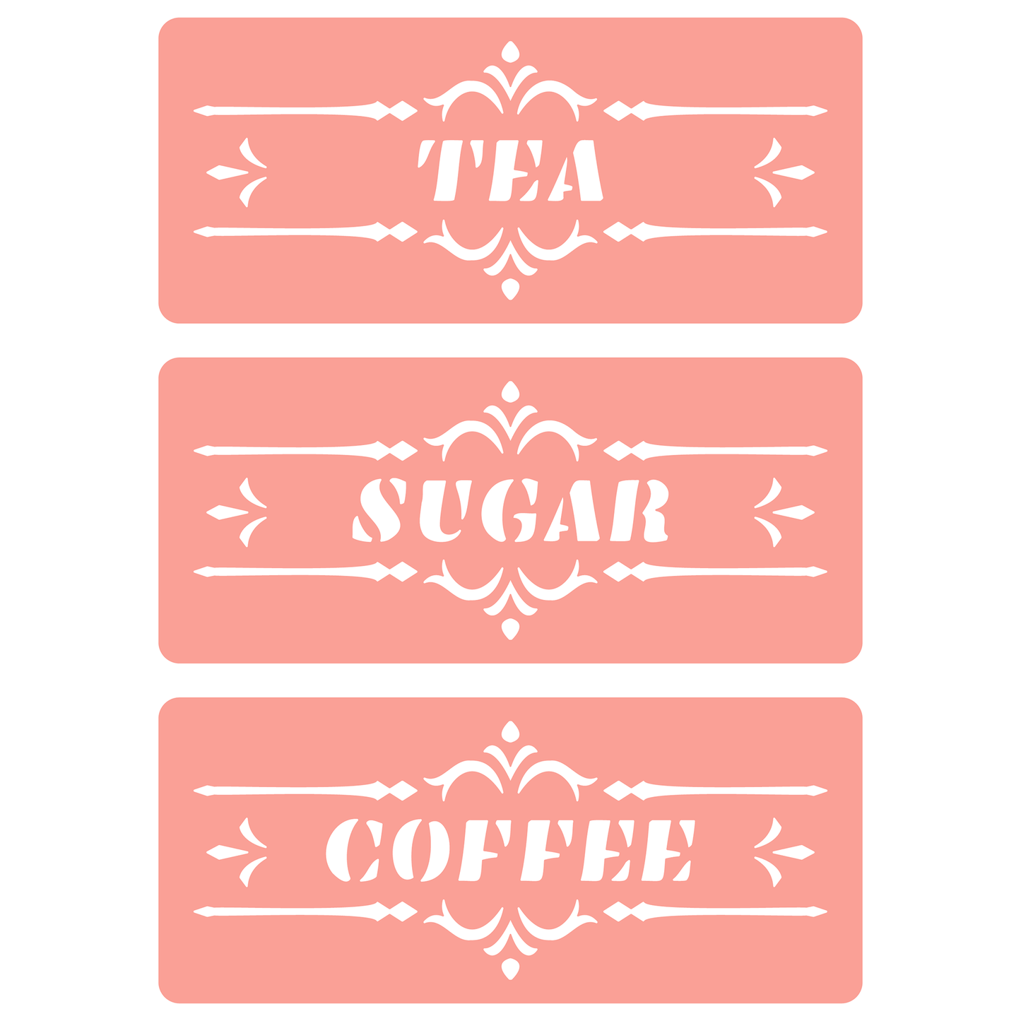 Reusable Stencil - Professional Quality - Tea, Sugar, Coffee - Made in the UK - High Adhesive - Pink Vinyl Material for Glass, Mirrors, Bottles, Tiles, Wood