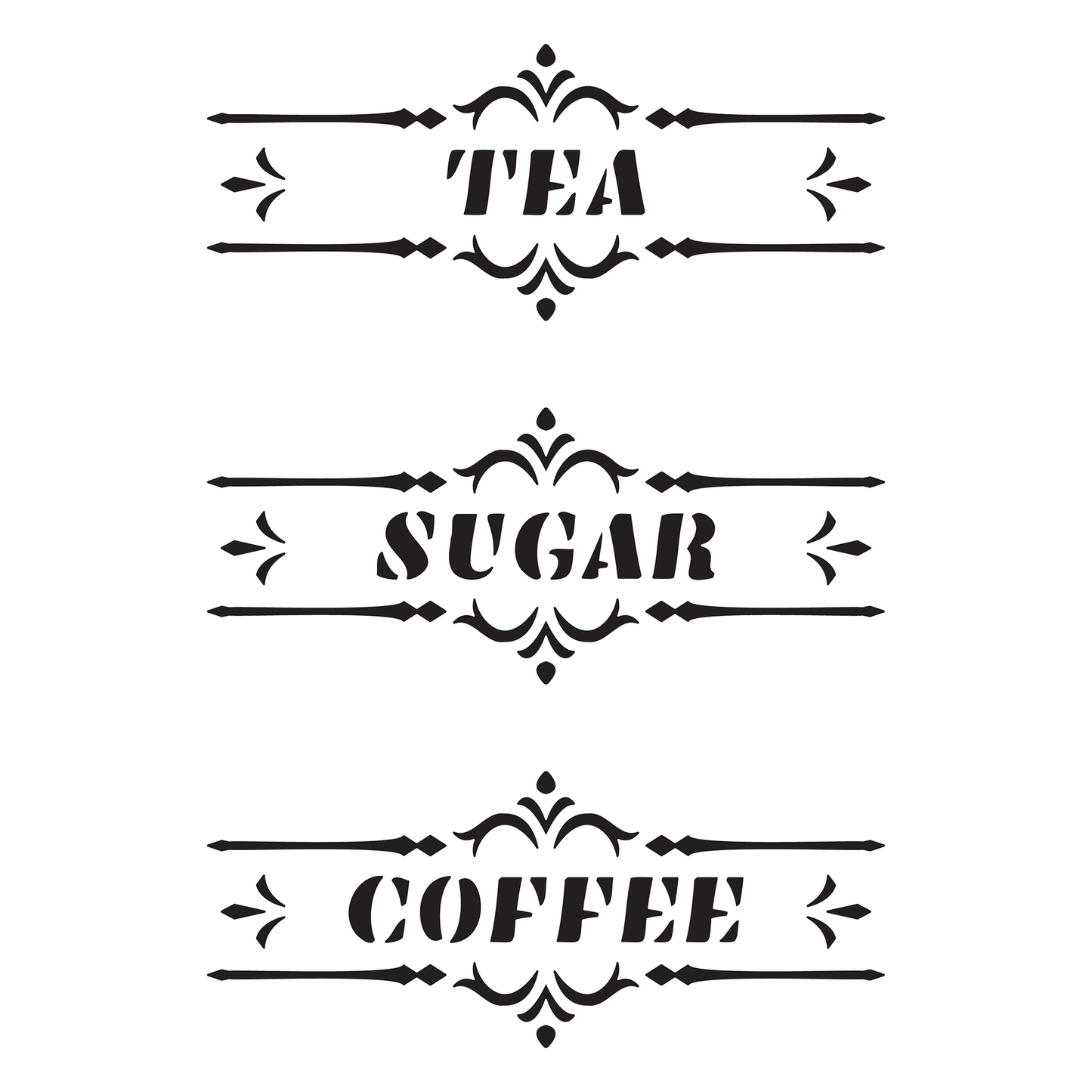 Reusable Stencil - Professional Quality - Tea, Sugar, Coffee - Made in the UK - High Adhesive - Pink Vinyl Material for Glass, Mirrors, Bottles, Tiles, Wood