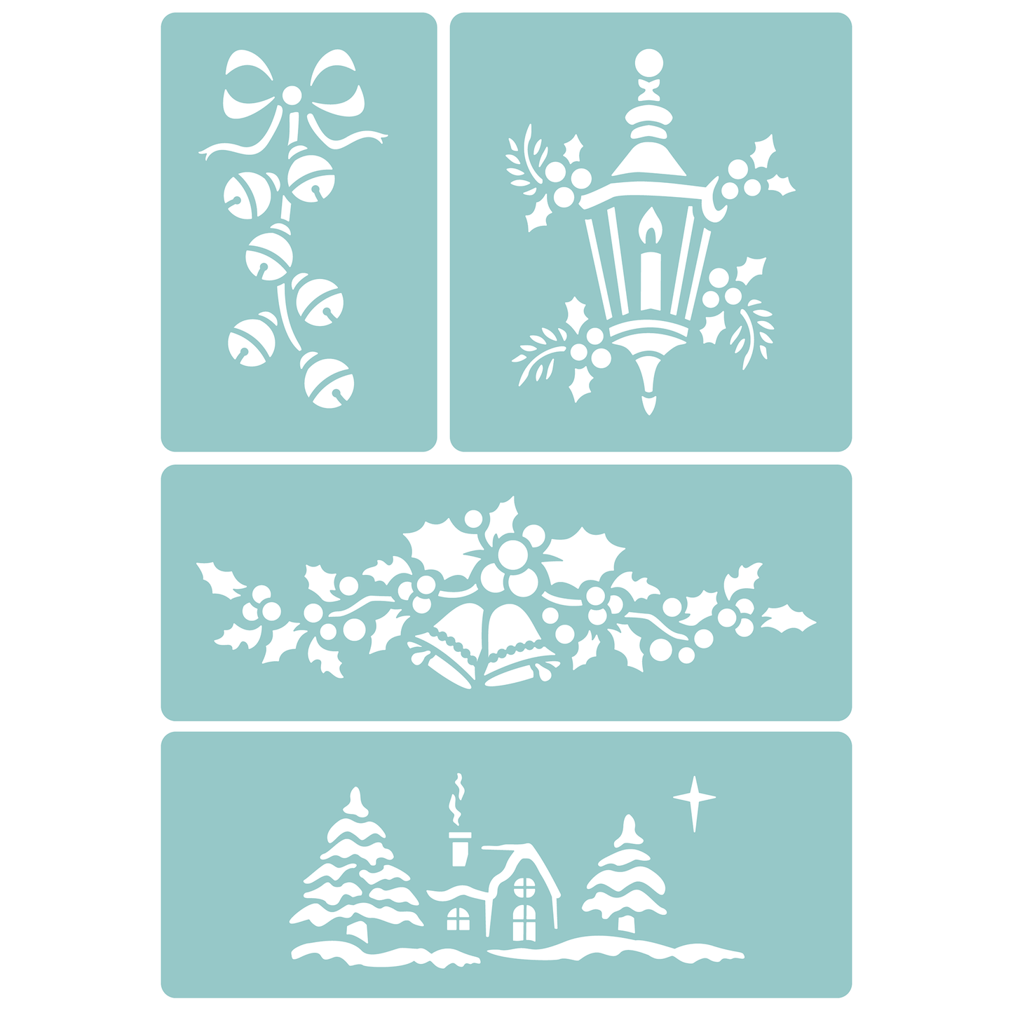 Reusable Stencil - Professional Quality - Traditional Christmas Collection - Made in the UK - Low Adhesive - Blue Vinyl Material for Cardmaking, Canvas, Paper, Interior Decor, Layering