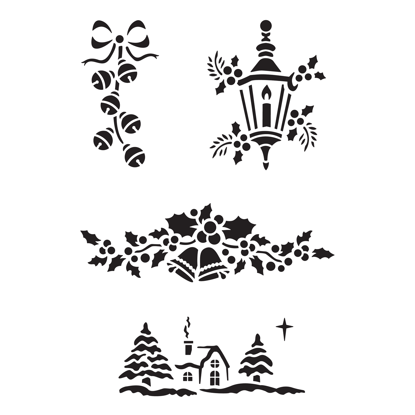 Reusable Stencil - Professional Quality - Traditional Christmas Collection - Made in the UK - High Adhesive - Pink Vinyl Material for Glass, Mirrors, Bottles, Tiles, Wood