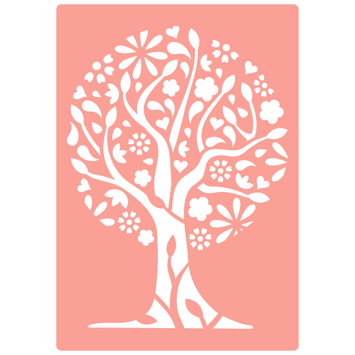 Reusable Stencil - Professional Quality - Tree Of Flowers - Made in the UK - High Adhesive - Pink Vinyl Material for Glass, Mirrors, Bottles, Tiles, Wood