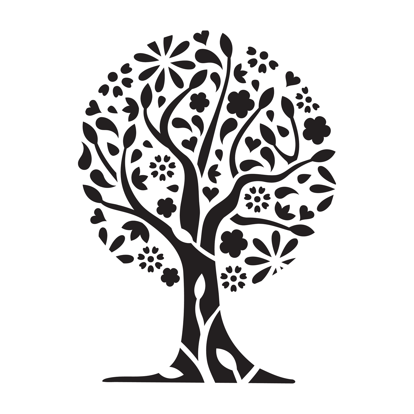 Reusable Stencil - Professional Quality - Tree Of Flowers - Made in the UK - Low Adhesive - Blue Vinyl Material for Cardmaking, Canvas, Paper, Interior Decor, Layering