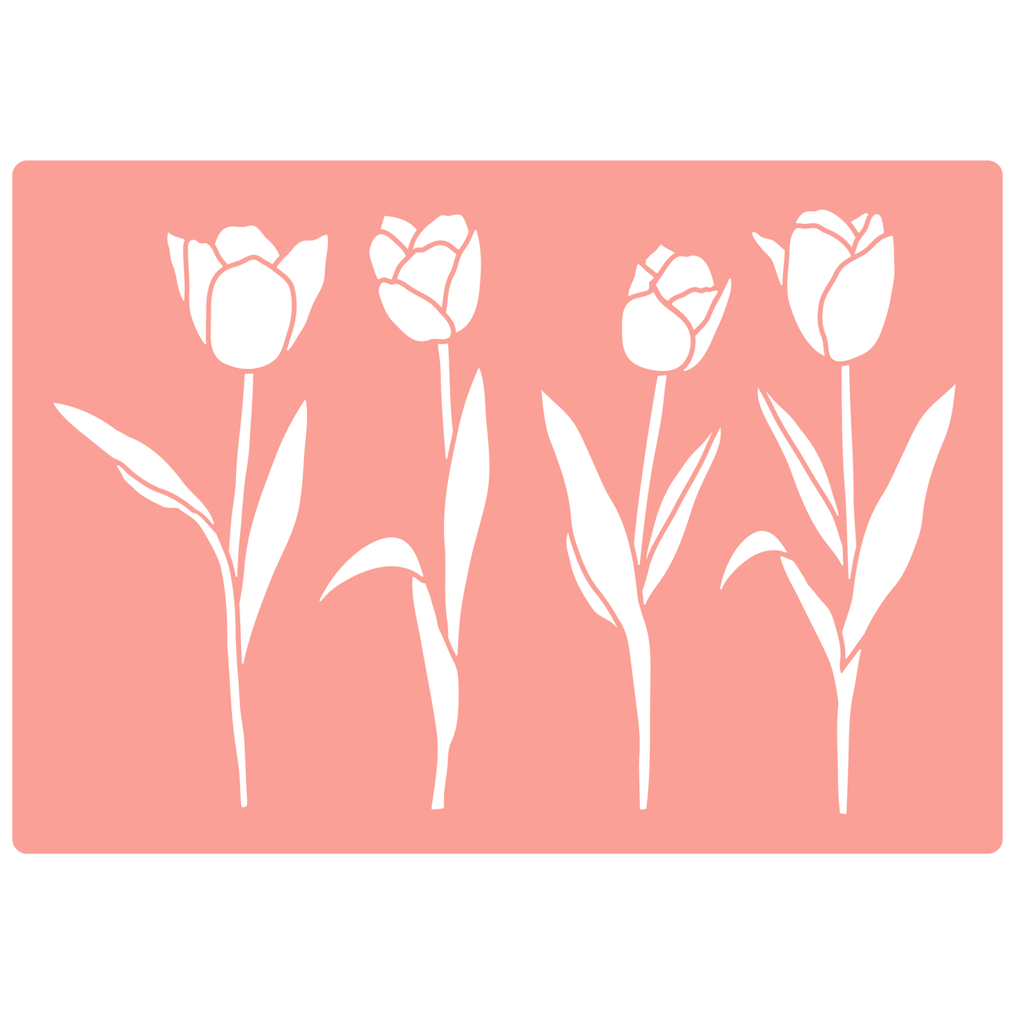 Reusable Stencil - Professional Quality - Tulips Collection - Made in the UK - High Adhesive - Pink Vinyl Material for Glass, Mirrors, Bottles, Tiles, Wood