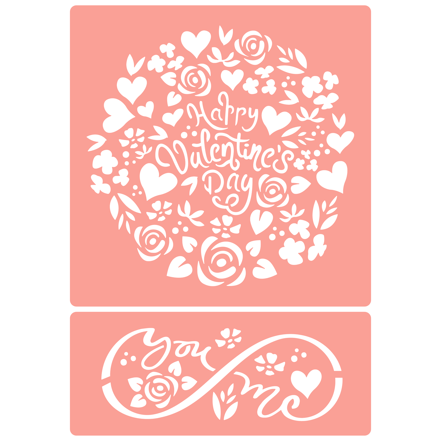 Reusable Stencil - Professional Quality - Valentine's Day Roundel - Made in the UK - High Adhesive - Pink Vinyl Material for Glass, Mirrors, Bottles, Tiles, Wood