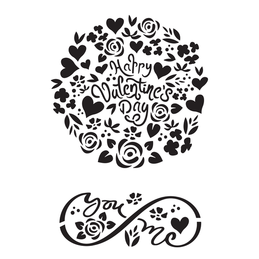 Reusable Stencil - Professional Quality - Valentine's Day Roundel - Made in the UK - Low Adhesive - Blue Vinyl Material for Cardmaking, Canvas, Paper, Interior Decor, Layering