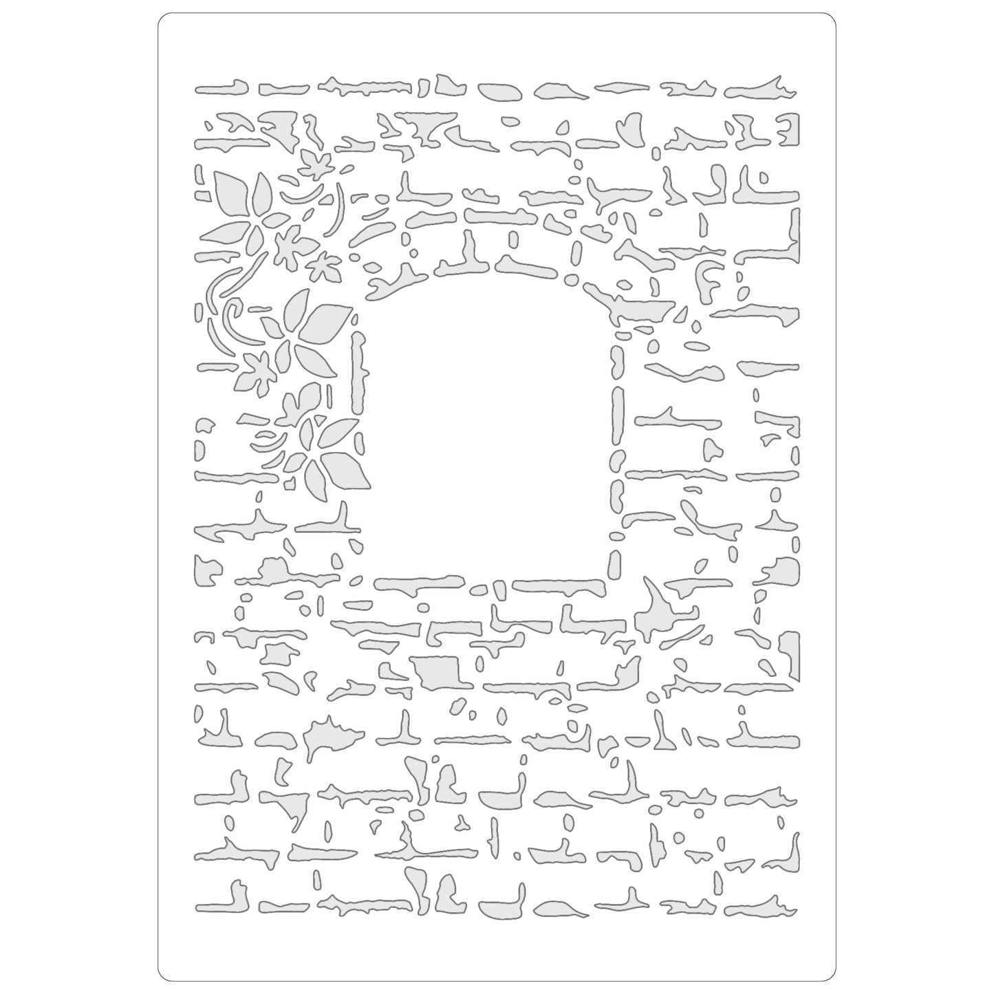 Reusable Stencil - Professional Quality - Vintage Brick With Ivy - Made in the UK - Food Safe Non Adhesive - White Laser Cut PET Material for Cakes, Cookies, Coffees, Serving Plates