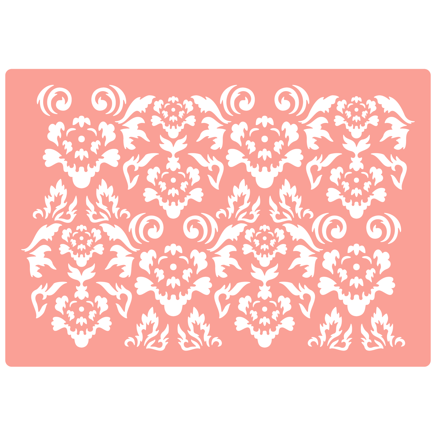 Reusable Stencil - Professional Quality - Vintage Flower Background - Made in the UK - High Adhesive - Pink Vinyl Material for Glass, Mirrors, Bottles, Tiles, Wood