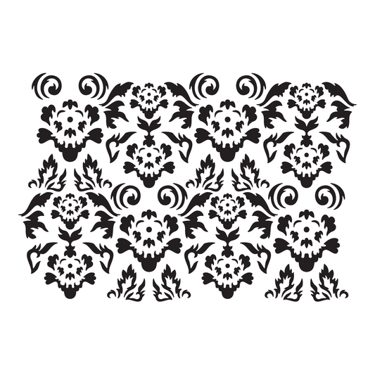 Reusable Stencil - Professional Quality - Vintage Flower Background - Made in the UK - Food Safe Non Adhesive - White Laser Cut PET Material for Cakes, Cookies, Coffees, Serving Plates