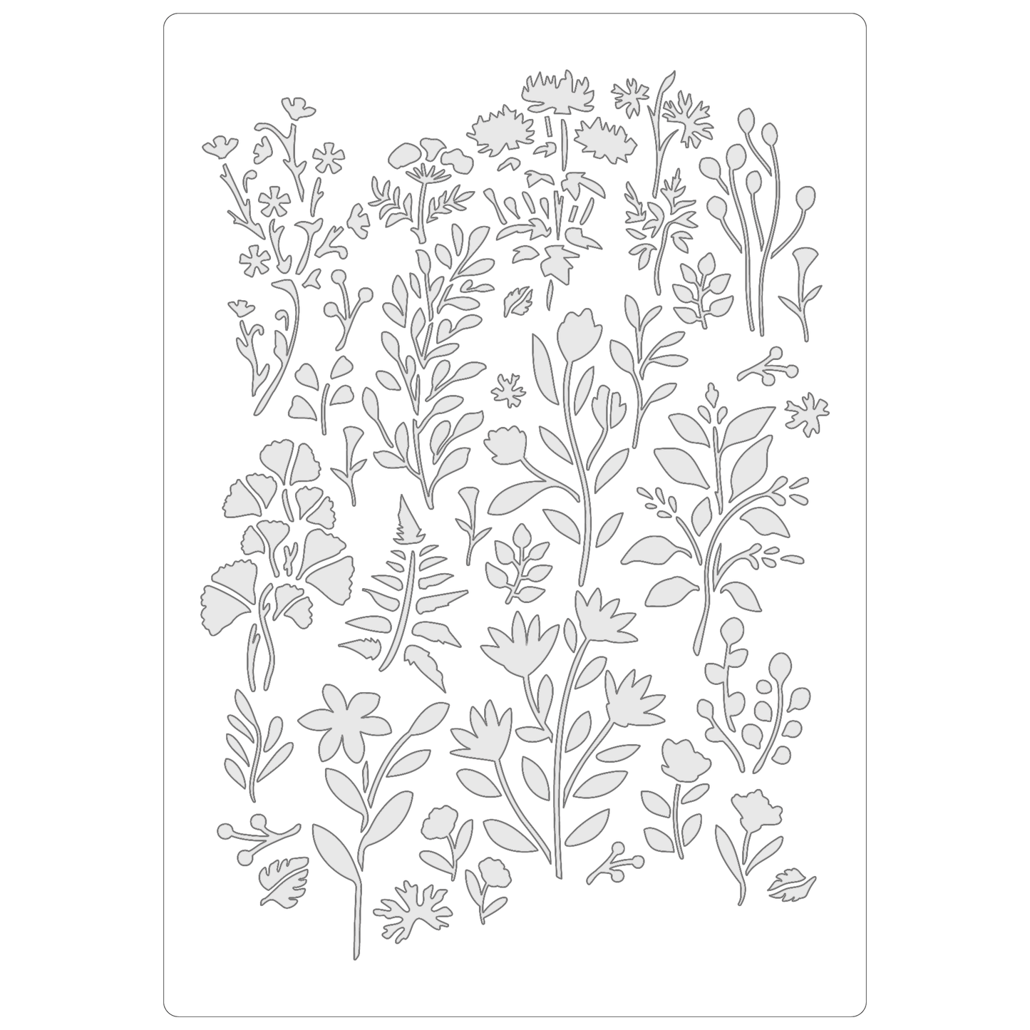 Reusable Stencil - Professional Quality - Wild Meadow (seamless) - Made in the UK - Food Safe Non Adhesive - White Laser Cut PET Material for Cakes, Cookies, Coffees, Serving Plates