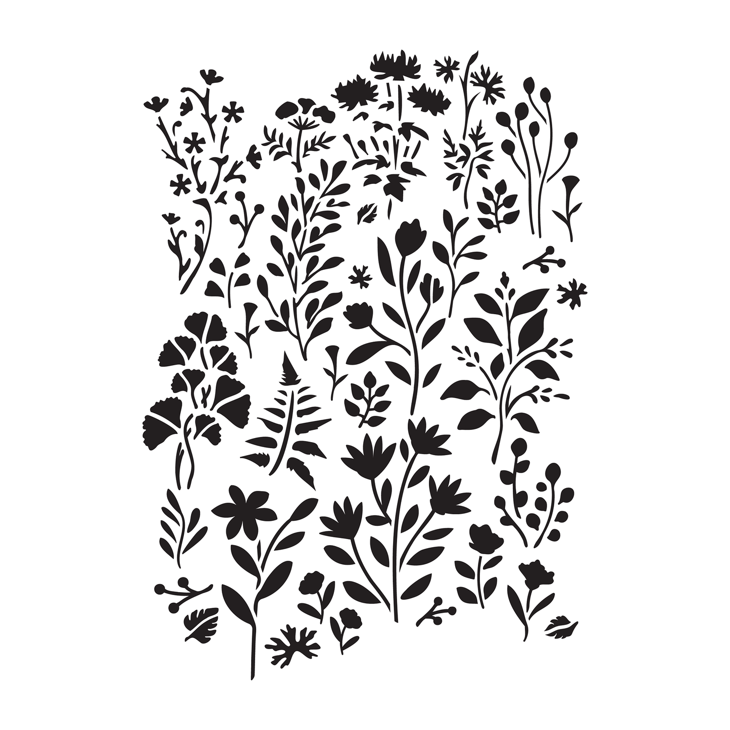 Reusable Stencil - Professional Quality - Wild Meadow (seamless) - Made in the UK - High Adhesive - Pink Vinyl Material for Glass, Mirrors, Bottles, Tiles, Wood