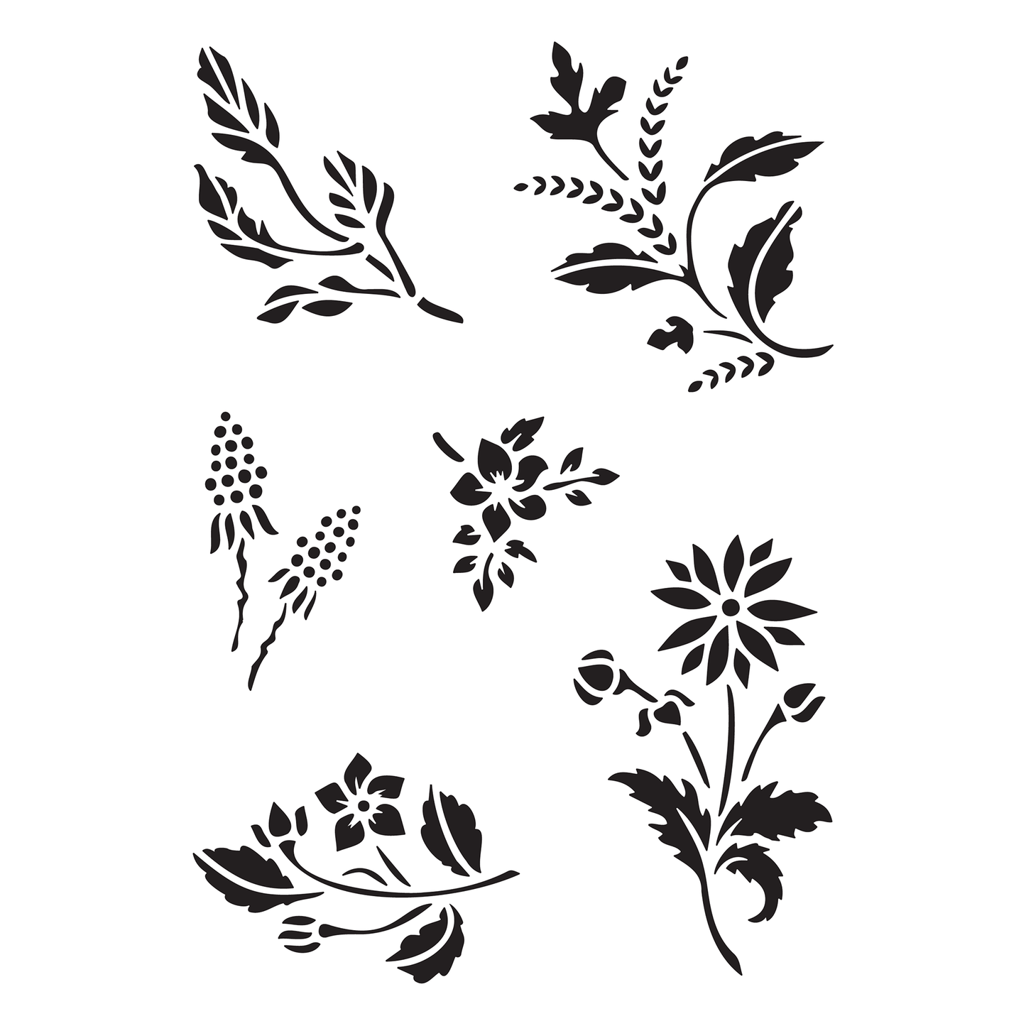 Reusable Stencil - Professional Quality - Wildflower Collection #2 - Made in the UK - High Adhesive - Pink Vinyl Material for Glass, Mirrors, Bottles, Tiles, Wood