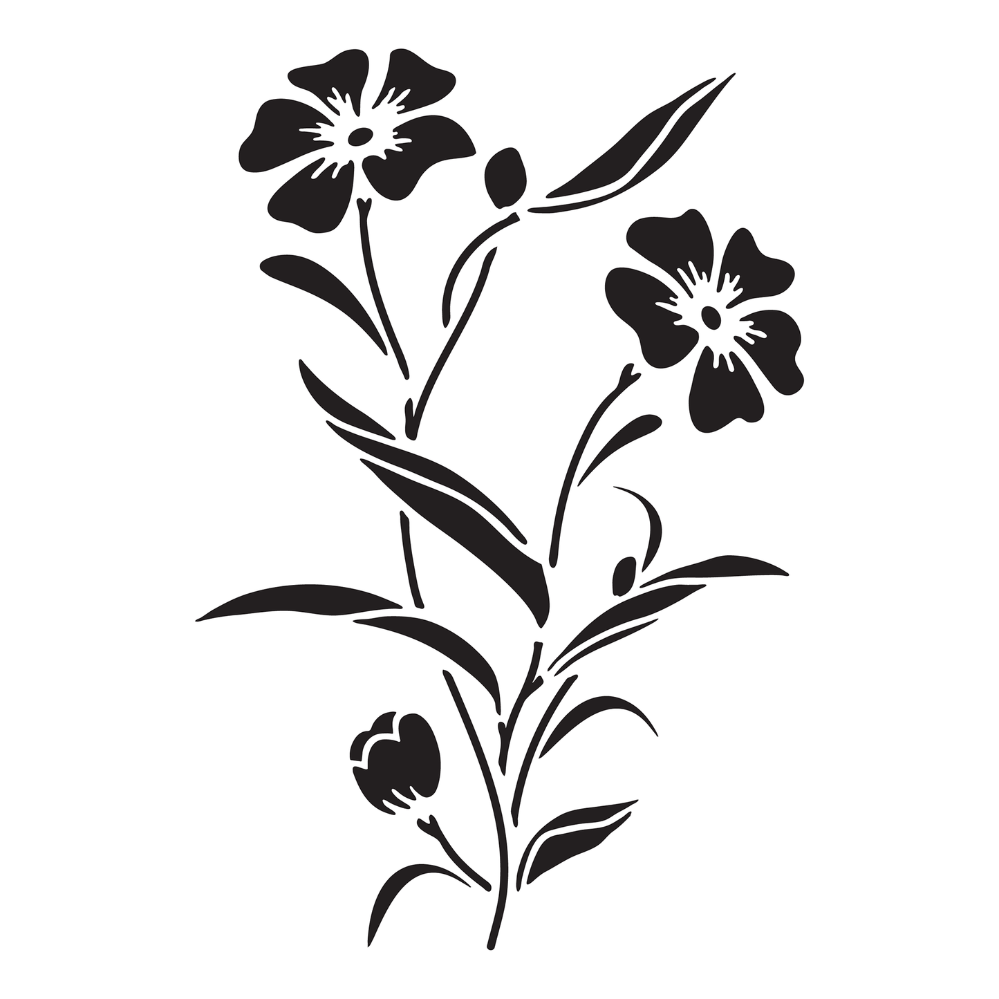 Reusable Stencil - Professional Quality - Wildflower Illustration - Made in the UK - High Adhesive - Pink Vinyl Material for Glass, Mirrors, Bottles, Tiles, Wood