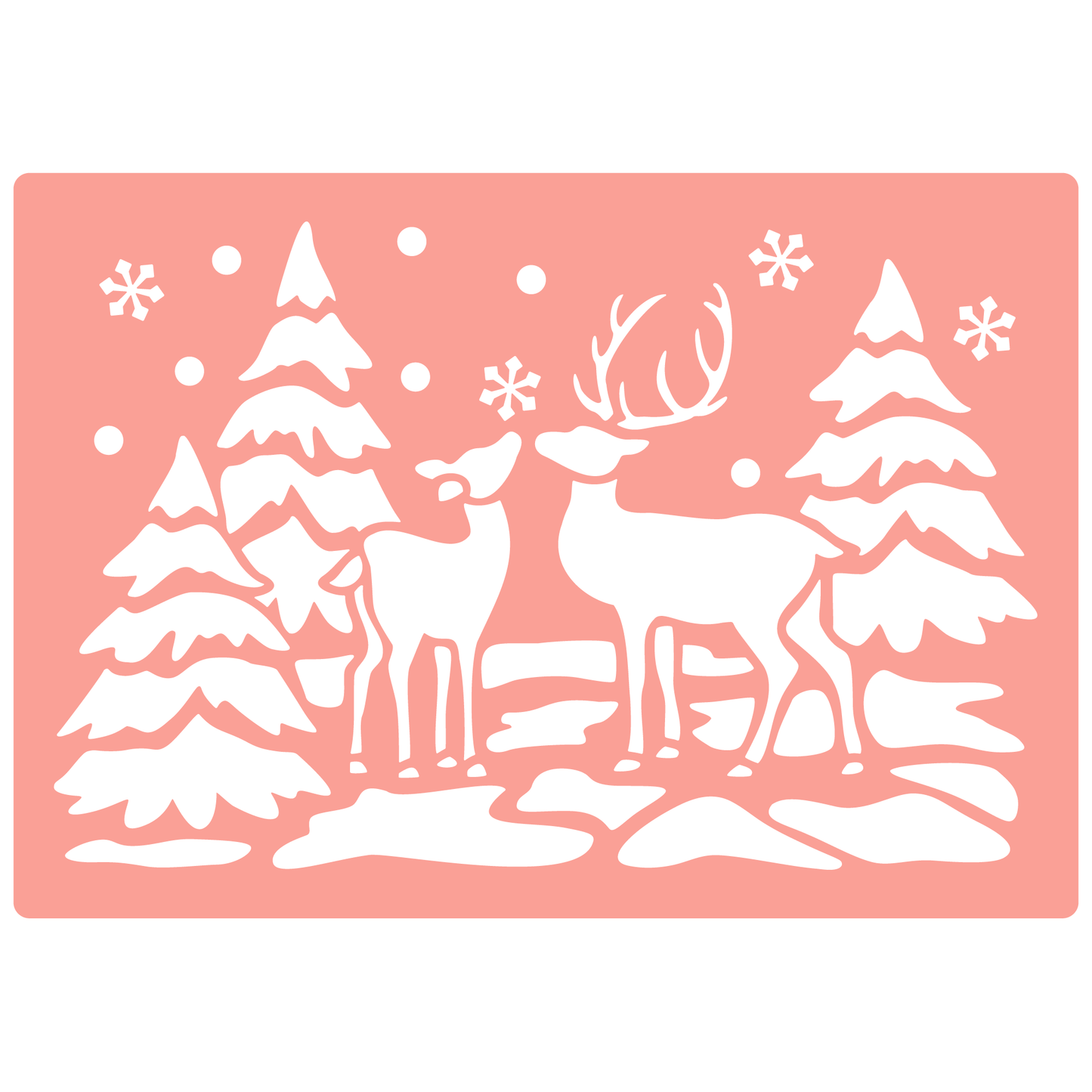 Reusable Stencil - Professional Quality - Winter Reindeer - Made in the UK - High Adhesive - Pink Vinyl Material for Glass, Mirrors, Bottles, Tiles, Wood