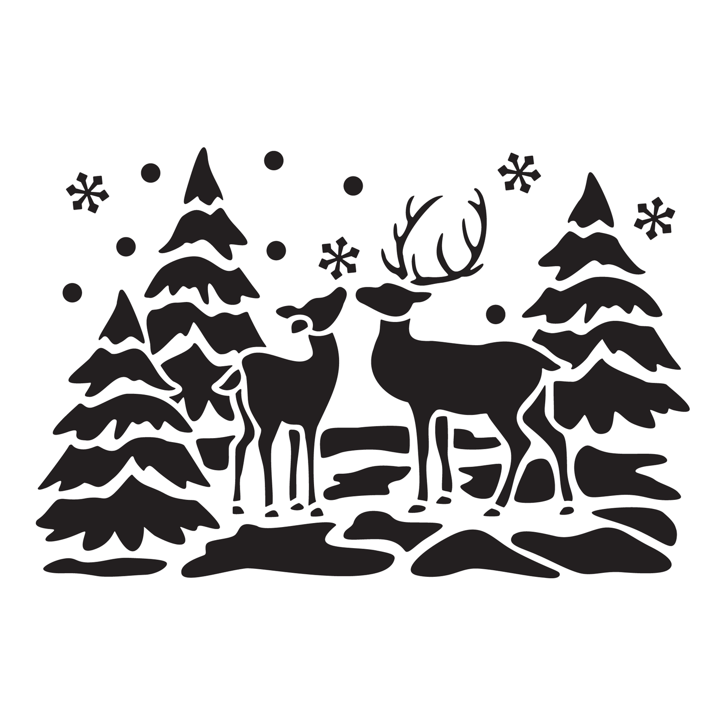 Reusable Stencil - Professional Quality - Winter Reindeer - Made in the UK - Low Adhesive - Blue Vinyl Material for Cardmaking, Canvas, Paper, Interior Decor, Layering