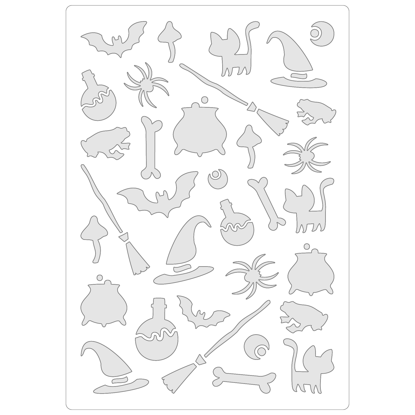 Reusable Stencil - Professional Quality - Witch's Brew Background #2 - Made in the UK - Food Safe Non Adhesive - White Laser Cut PET Material for Cakes, Cookies, Coffees, Serving Plates