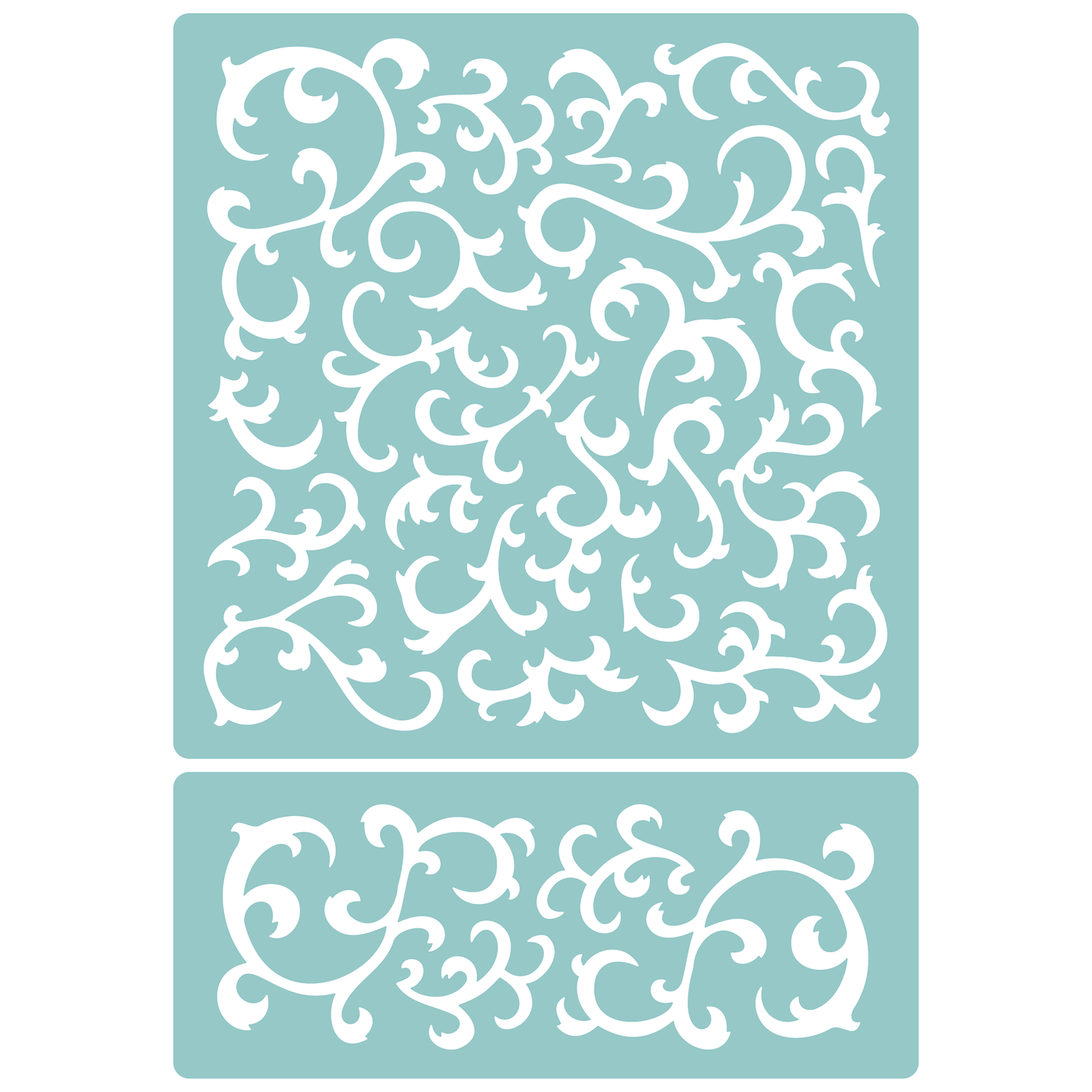 Reusable Stencil - Professional Quality - Abstract Damask Background - Made in the UK - Low Adhesive -  Blue Vinyl Material for Cardmaking, Canvas, Paper, Interior Decor, Layering