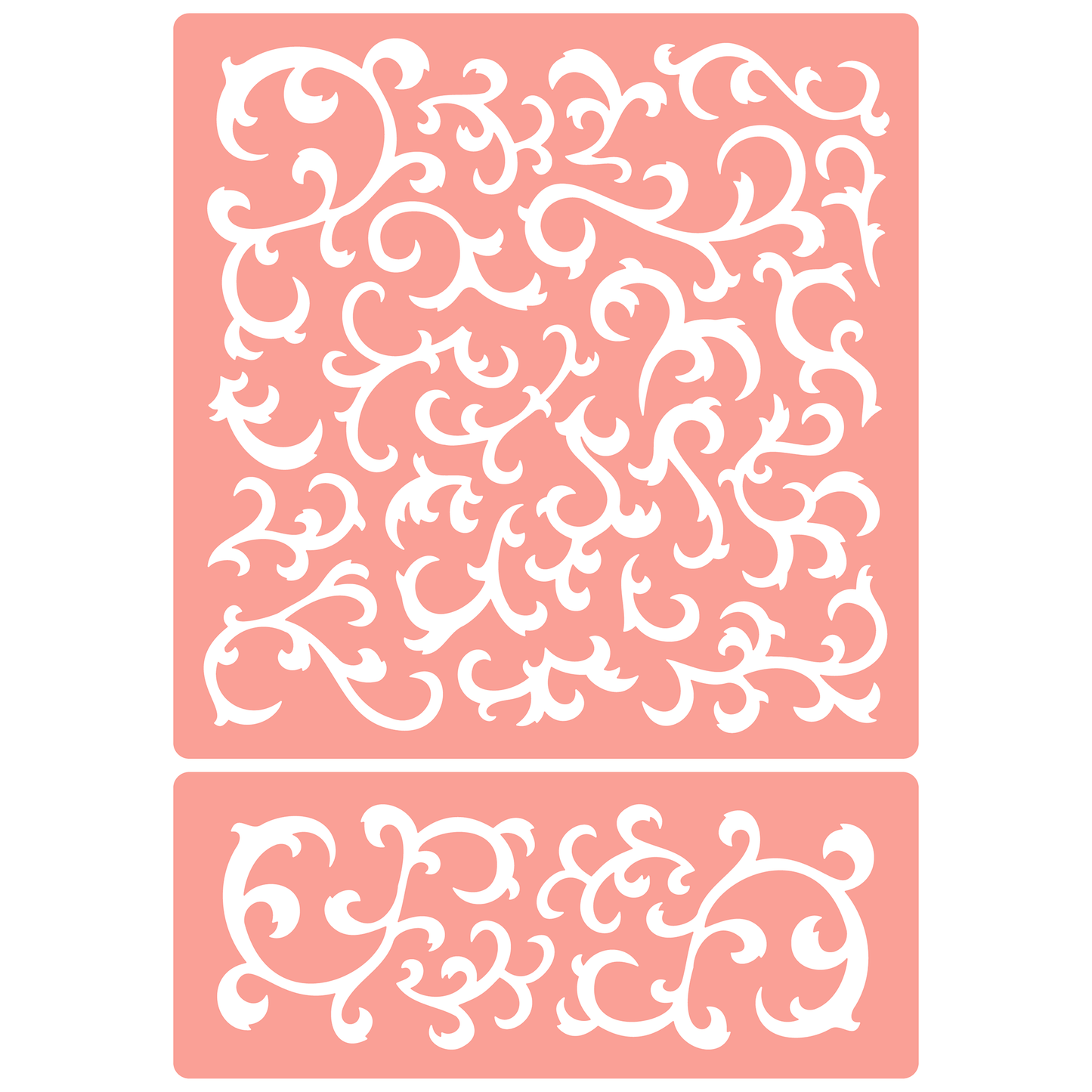 Reusable Stencil - Professional Quality - Abstract Damask Background - Made in the UK - High Adhesive -  Pink Vinyl Material for Glass, Mirrors, Bottles, Tiles, Wood