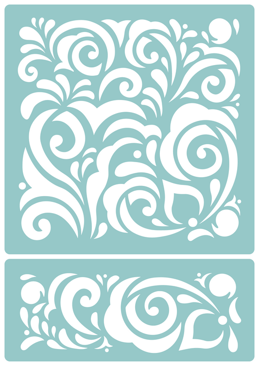 Abstract Rose Splash | Reusable Low-Adhesive Stencil | Blue Vinyl Material for Cardmaking, Canvas, Paper, Interior Decor, Layering | Made in the UK