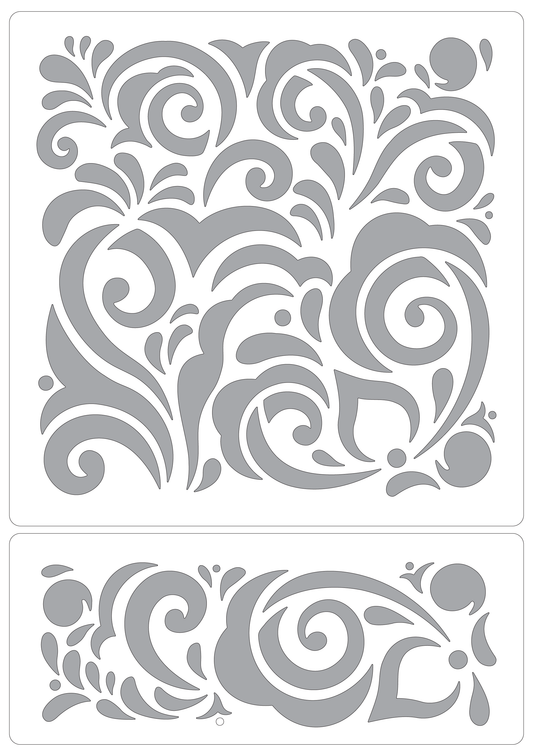 Abstract Rose Splash | Reusable Food Safe Stencil | White Laser Cut PET Material for Cakes, Cookies, Coffees, Serving Plates | Made in the UK