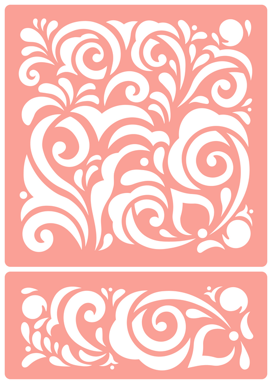 Abstract Rose Splash | Reusable High-Adhesive Stencil | Pink Vinyl Material for Glass, Mirrors, Bottles, Tiles, Wood | Made in the UK