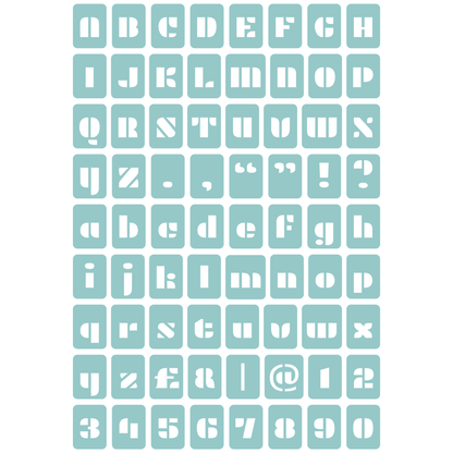 Reusable Stencil - Professional Quality - Alphabet - Block Retro - Made in the UK - Low Adhesive -  Blue Vinyl Material for Cardmaking, Canvas, Paper, Interior Decor, Layering