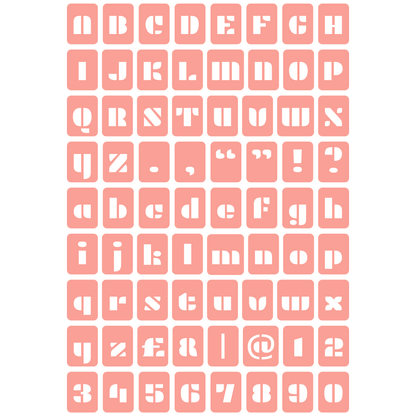 Reusable Stencil - Professional Quality - Alphabet - Block Retro - Made in the UK - High Adhesive -  Pink Vinyl Material for Glass, Mirrors, Bottles, Tiles, Wood