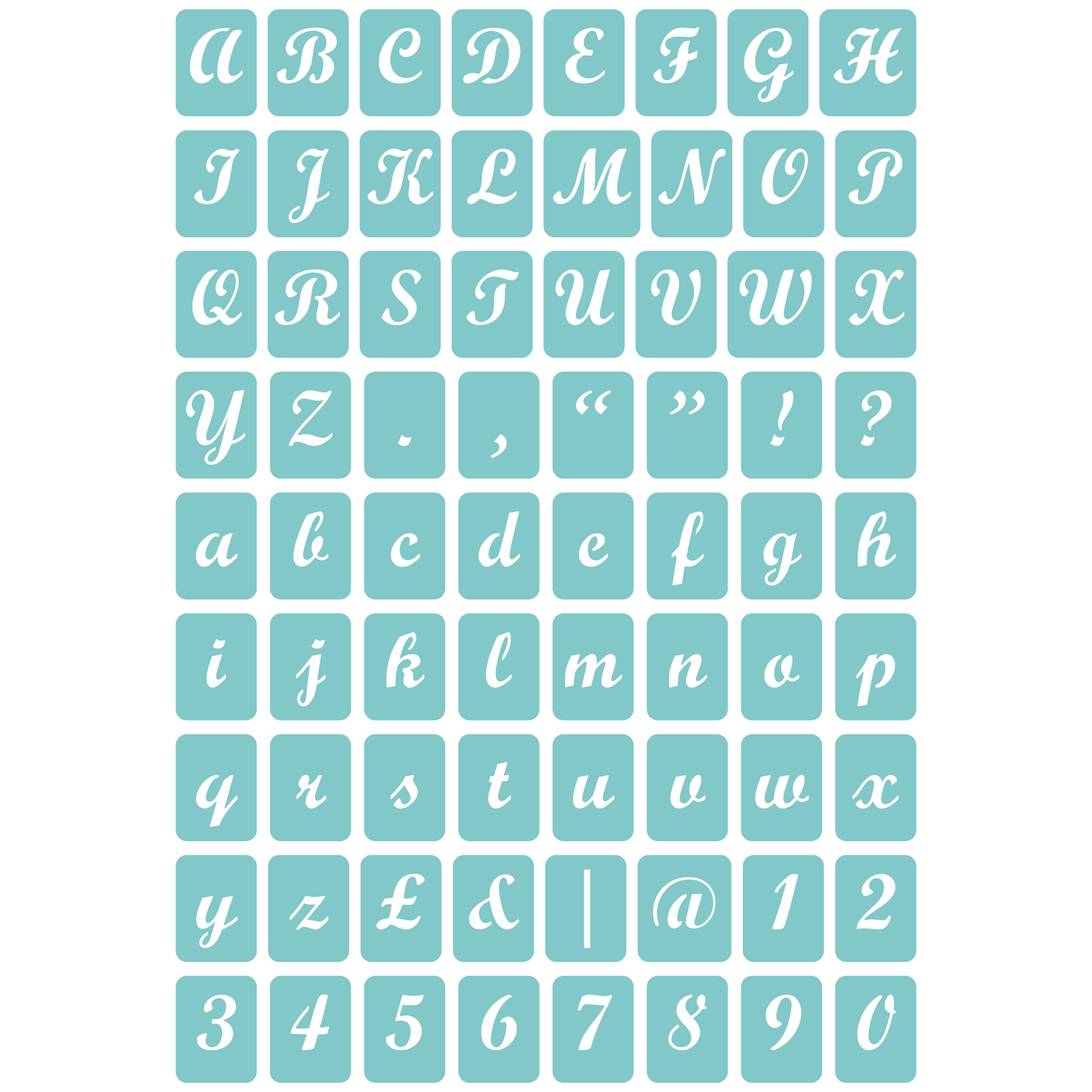 Reusable Stencil - Professional Quality - Alphabet - Bold Script - Made in the UK - Low Adhesive -  Blue Vinyl Material for Cardmaking, Canvas, Paper, Interior Decor, Layering