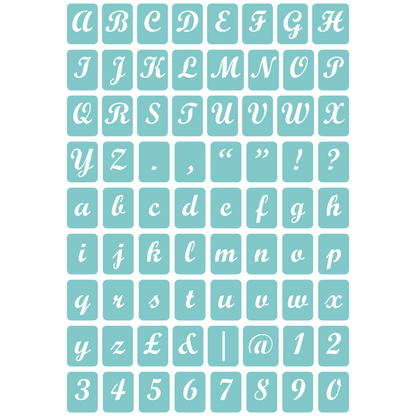 Reusable Stencil - Professional Quality - Alphabet - Bold Script - Made in the UK - Low Adhesive -  Blue Vinyl Material for Cardmaking, Canvas, Paper, Interior Decor, Layering