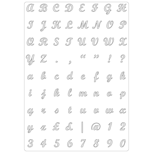 Reusable Stencil - Professional Quality - Alphabet - Bold Script - Made in the UK - Food Safe Non Adhesive -  White Laser Cut PET Material for Cakes, Cookies, Coffees, Serving Plates