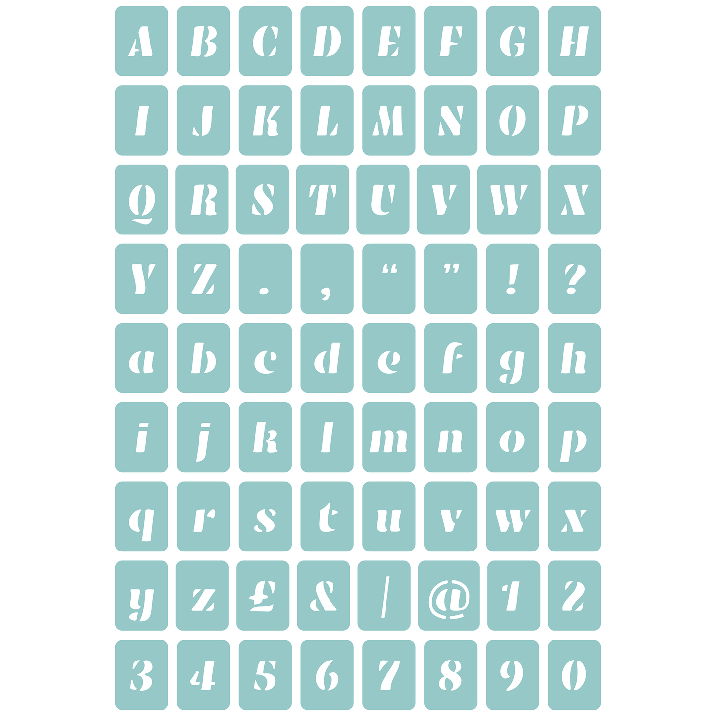 Reusable Stencil - Professional Quality - Alphabet - Soft Bold Italic - Made in the UK - Low Adhesive -  Blue Vinyl Material for Cardmaking, Canvas, Paper, Interior Decor, Layering