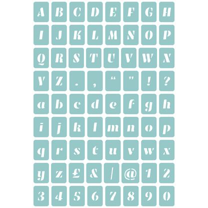 Reusable Stencil - Professional Quality - Alphabet - Soft Bold Italic - Made in the UK - Low Adhesive -  Blue Vinyl Material for Cardmaking, Canvas, Paper, Interior Decor, Layering