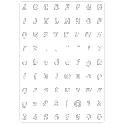 Reusable Stencil - Professional Quality - Alphabet - Soft Bold Italic - Made in the UK - Food Safe Non Adhesive -  White Laser Cut PET Material for Cakes, Cookies, Coffees, Serving Plates