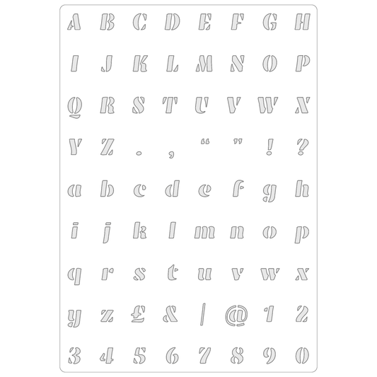 Reusable Stencil - Professional Quality - Alphabet - Soft Bold Italic - Made in the UK - Food Safe Non Adhesive -  White Laser Cut PET Material for Cakes, Cookies, Coffees, Serving Plates
