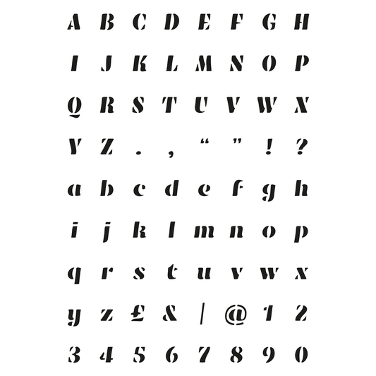 Reusable Stencil - Professional Quality - Alphabet - Soft Bold Italic - Made in the UK - Food Safe Non Adhesive -  White Laser Cut PET Material for Cakes, Cookies, Coffees, Serving Plates