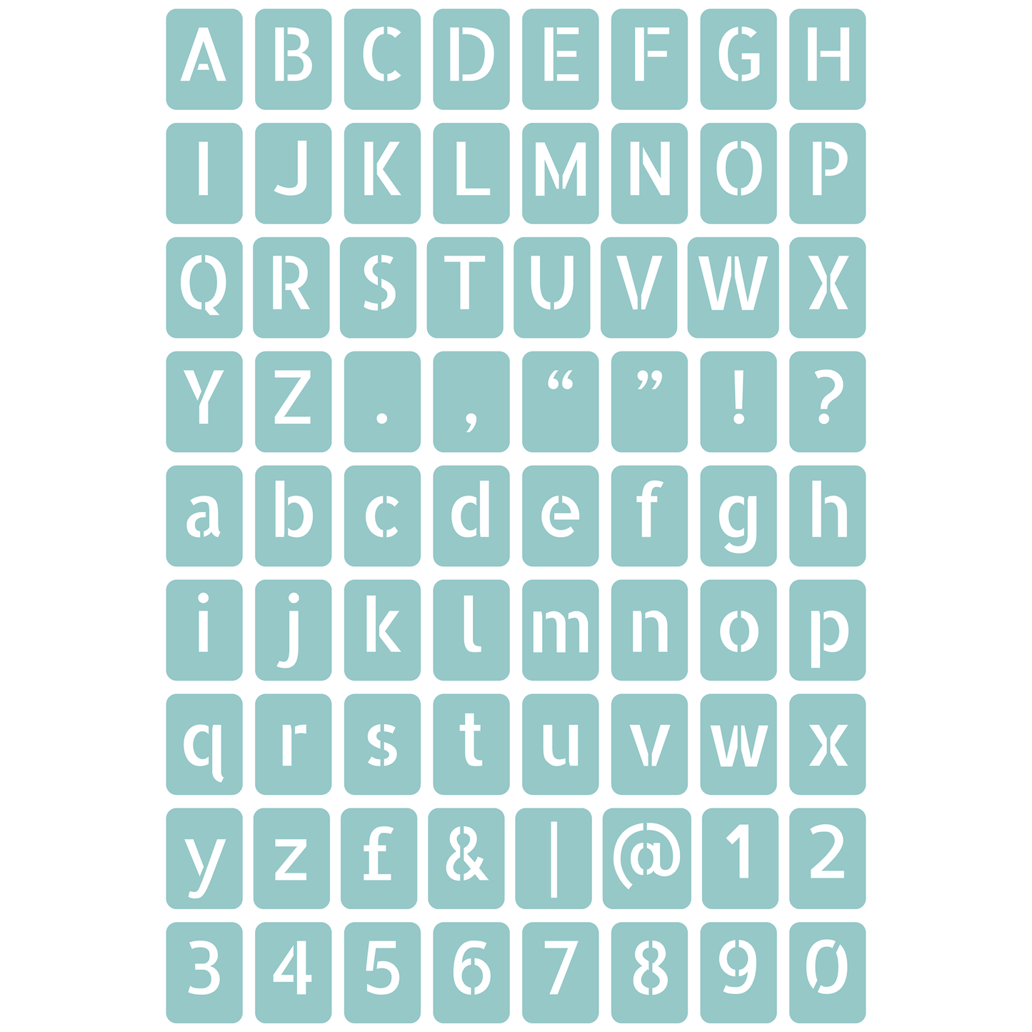 Reusable Stencil - Professional Quality - Alphabet Vertical Sans Serif - Made in the UK - Low Adhesive -  Blue Vinyl Material for Cardmaking, Canvas, Paper, Interior Decor, Layering