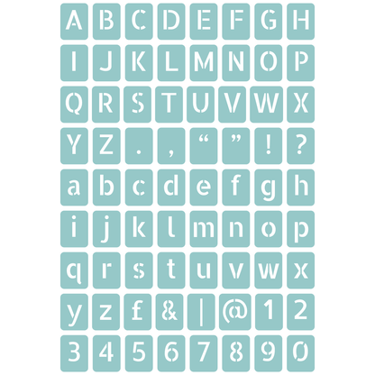 Reusable Stencil - Professional Quality - Alphabet Vertical Sans Serif - Made in the UK - Low Adhesive -  Blue Vinyl Material for Cardmaking, Canvas, Paper, Interior Decor, Layering
