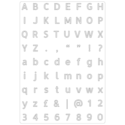 Reusable Stencil - Professional Quality - Alphabet Vertical Sans Serif - Made in the UK - Food Safe Non Adhesive -  White Laser Cut PET Material for Cakes, Cookies, Coffees, Serving Plates