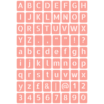 Reusable Stencil - Professional Quality - Alphabet Vertical Sans Serif - Made in the UK - High Adhesive -  Pink Vinyl Material for Glass, Mirrors, Bottles, Tiles, Wood