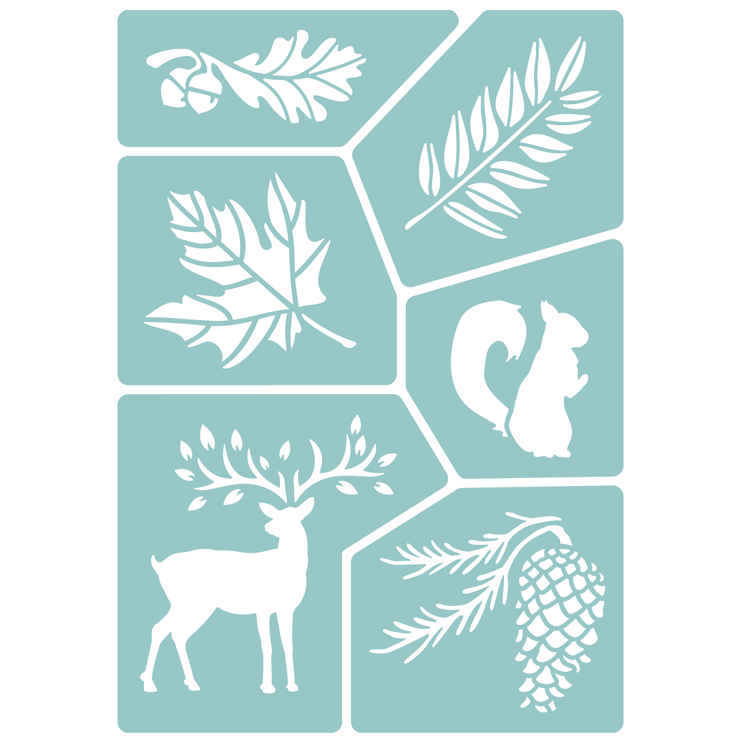 Reusable Stencil - Professional Quality - Autumn Forest - Made in the UK - Low Adhesive -  Blue Vinyl Material for Cardmaking, Canvas, Paper, Interior Decor, Layering
