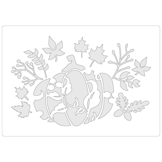 Reusable Stencil - Professional Quality - Autumn Pumpkin - Made in the UK - Food Safe Non Adhesive -  White Laser Cut PET Material for Cakes, Cookies, Coffees, Serving Plates