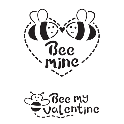 Reusable Stencil - Professional Quality - Bee My Valentine - Made in the UK - Low Adhesive -  Blue Vinyl Material for Cardmaking, Canvas, Paper, Interior Decor, Layering