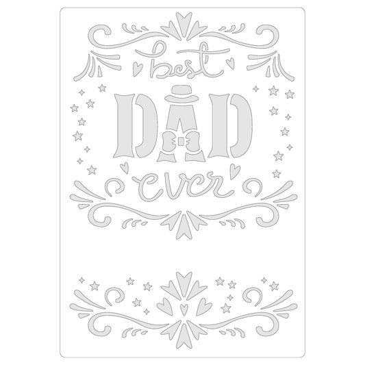 Reusable Stencil - Professional Quality - Best Dad Ever - Made in the UK - Food Safe Non Adhesive -  White Laser Cut PET Material for Cakes, Cookies, Coffees, Serving Plates
